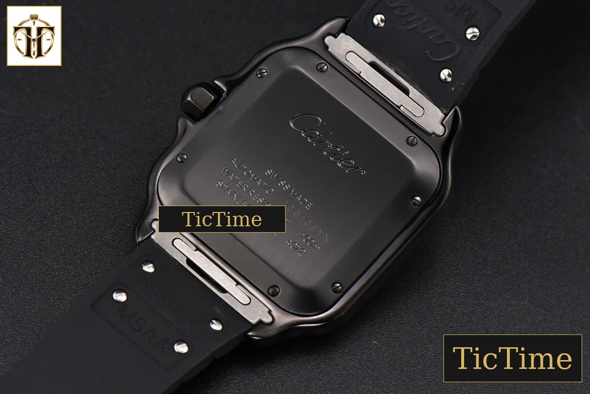 Santos Large 40mm GF PVD Black Dial Black Rubber Strap Miyota 9015 — foto 15