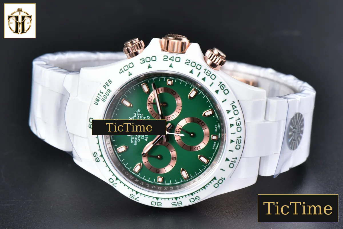 Daytona AET AETF White Ceramic Green Dial Ceramic Bracelet V2 SA4130 — foto 15
