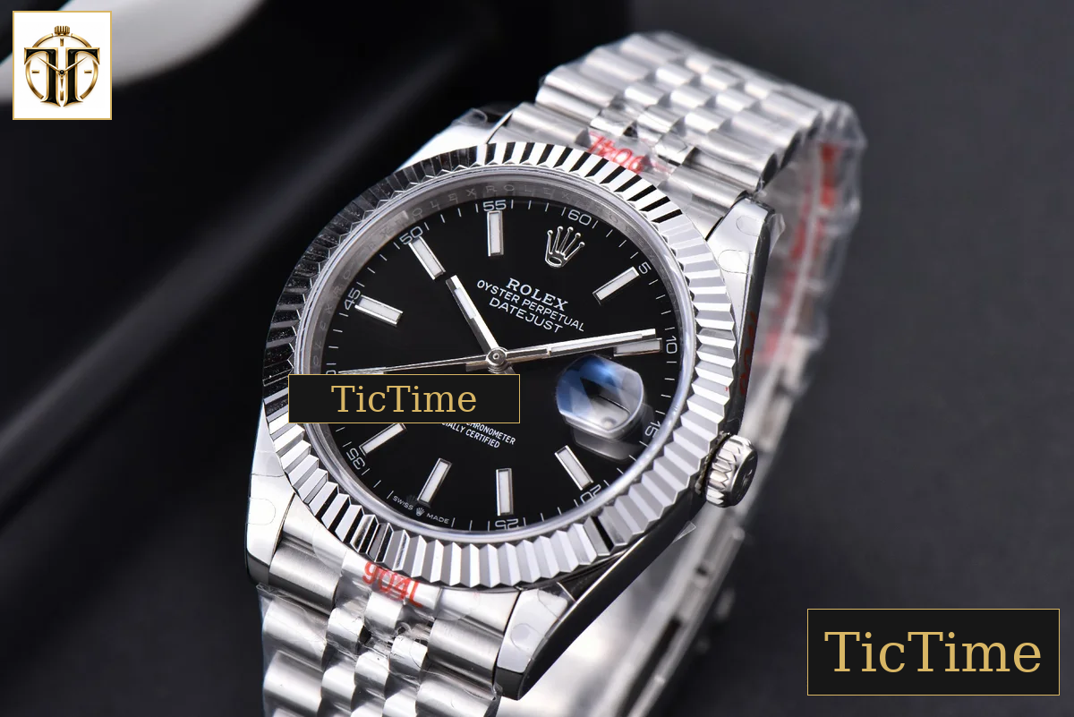 Datejust 41mm GMF SS Black Dial Lume Marker Fluted Bezel Jubille Bracelet VR3235 — foto 5