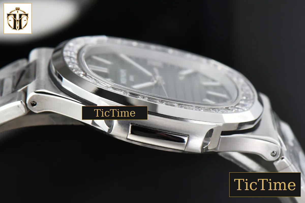 Nautilus 5711 40mm 3KF Diamond Bezel Green Dial SS Bracelet A324SC — foto 11