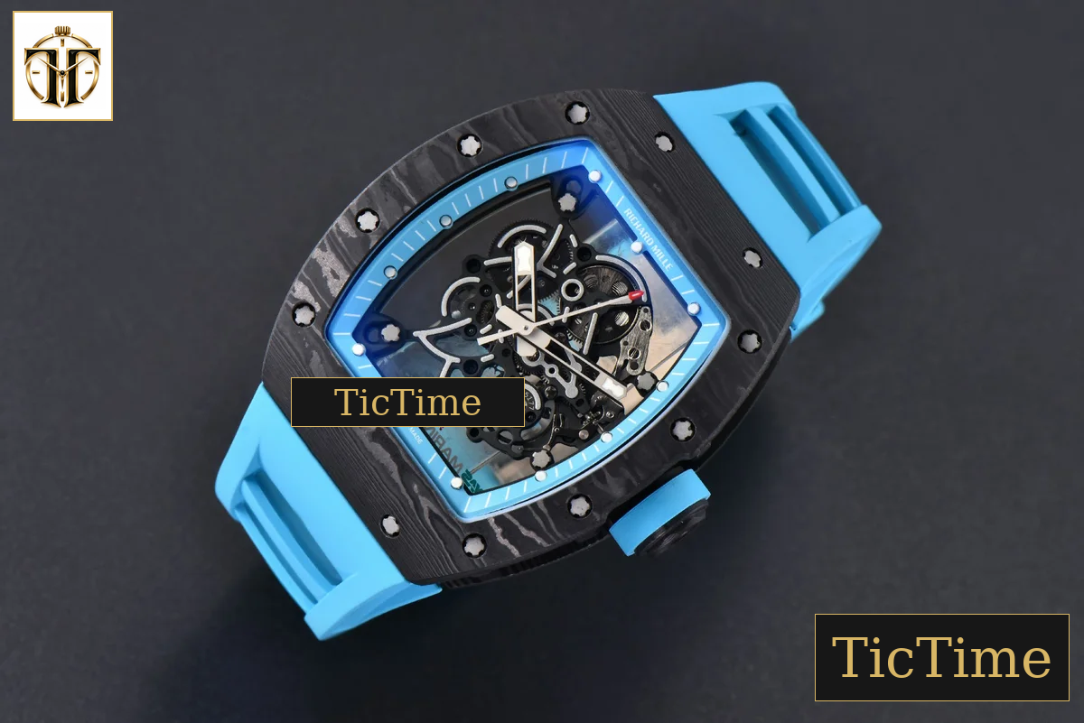 NTPT RM055 43mm ZF Blue Bezel Blue Crown blue Rubber Strap V6 RMUL2 — foto 4