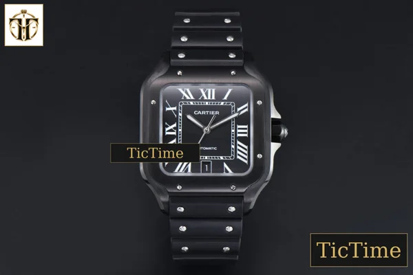 Foto frontal — Santos de Cartier XL 40mm AF PVD Black Dial Black Rubber Strap Miyota 9015