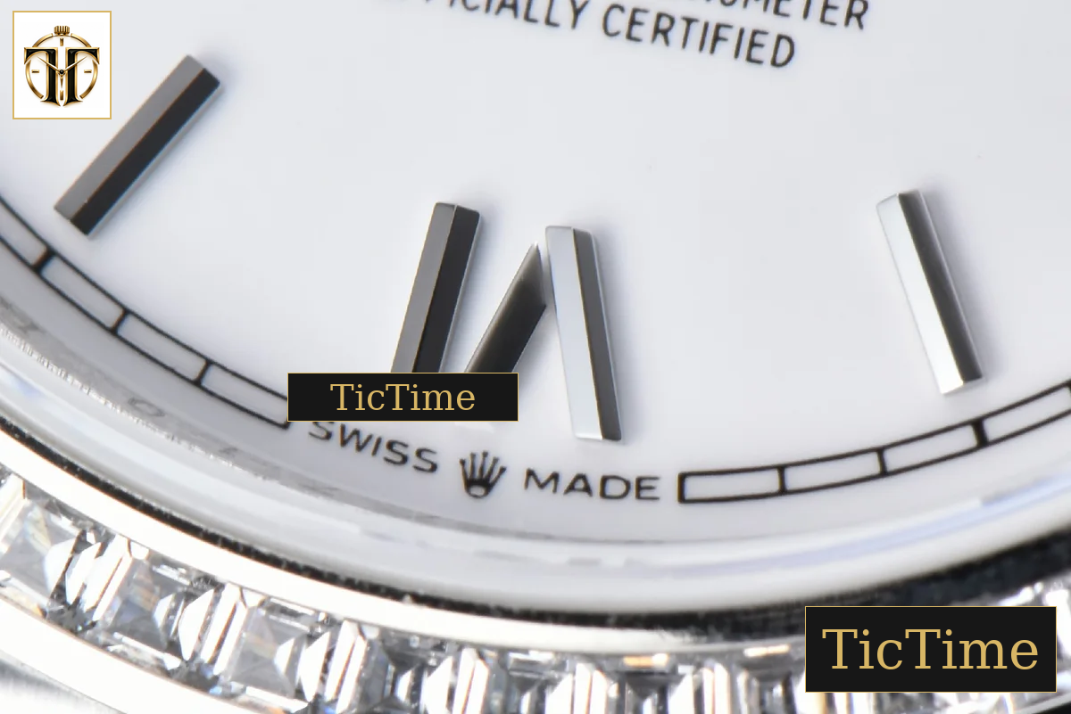 DayDate 36mm GMF SS Diamond Bezel White Dial Roman Marker President Bracelet (Tungsten) A2836 — foto 7