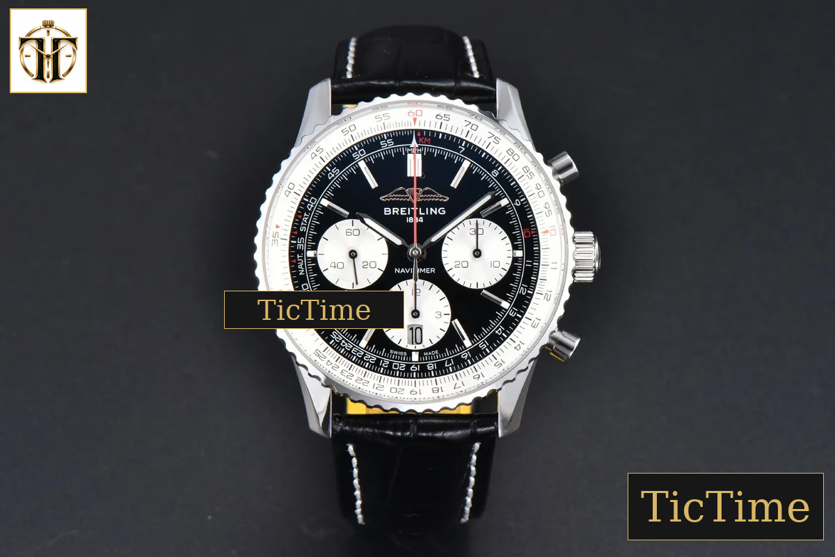 Navitimer B01 43mm BLSF Black Dial Black Leather Strap A7750 — foto 3