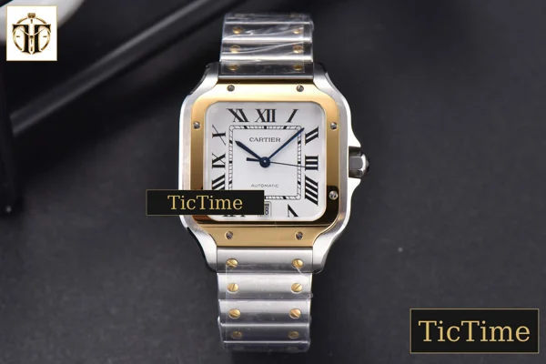 Foto frontal — Santos de Cartier XL 40mm BVF YG/SS White Dial YG/SS Bracelet Miyota 9019
