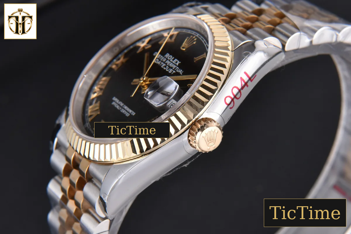 DateJust 904L 36mm GMF YG/SS Fluted Bezel Black Dial Roma Marker Jubilee Bracelet VR3235 — foto 14