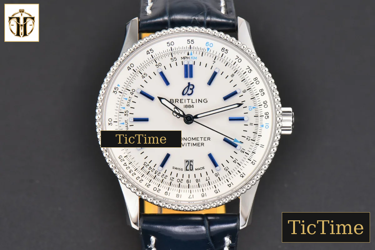Navitimer 41mm TF White Dial Black Leather Strap 2824 — foto 2