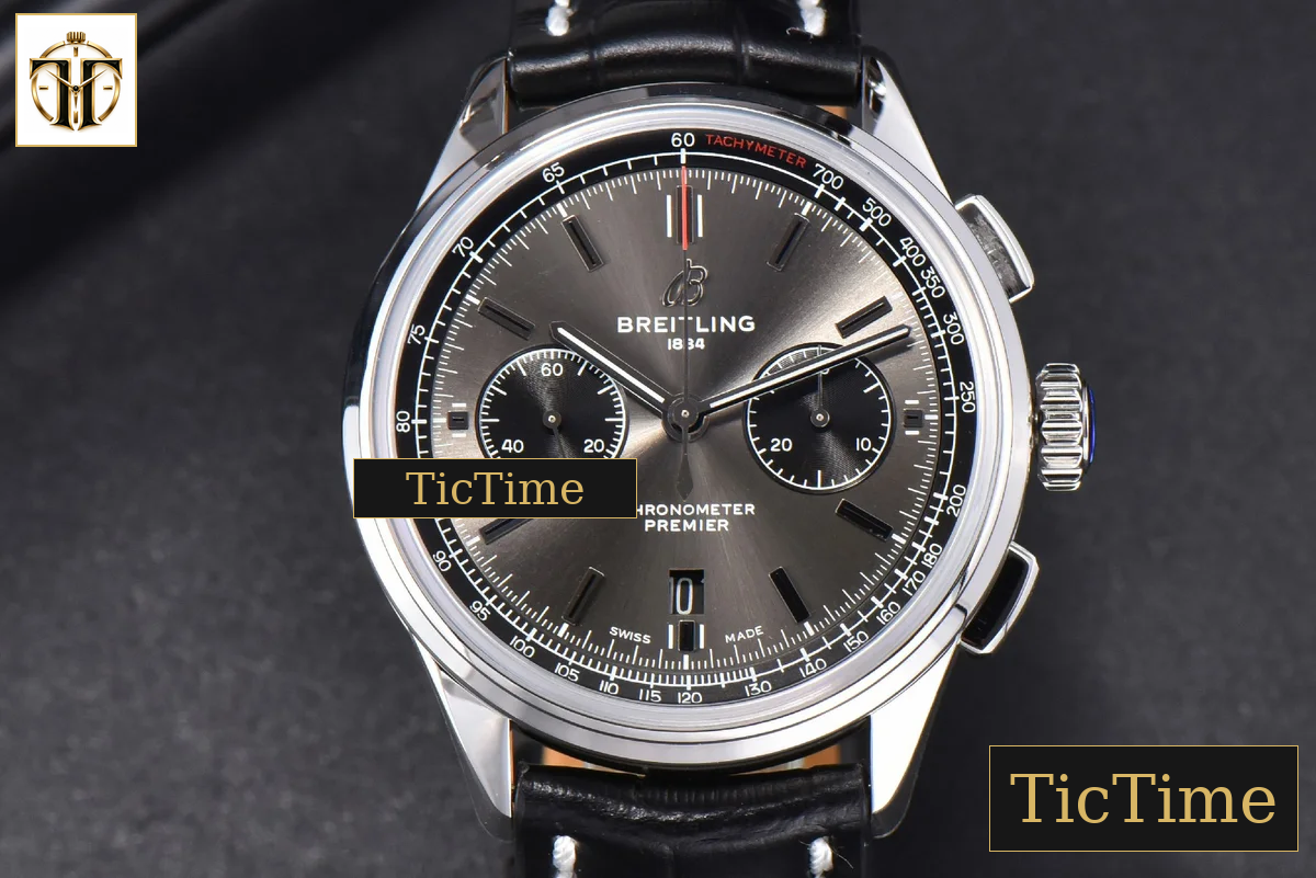 Premier B01 Chrono 42mm GF Gray Dial Black Leather Strap A7750 — foto 3