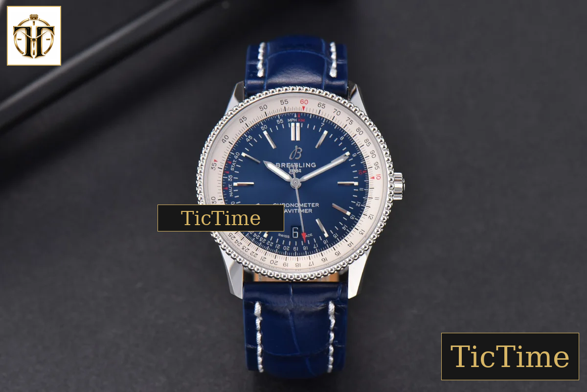 Navitimer 41mm V7F Blue Dial Blue Leather Strap A2824 — foto 2