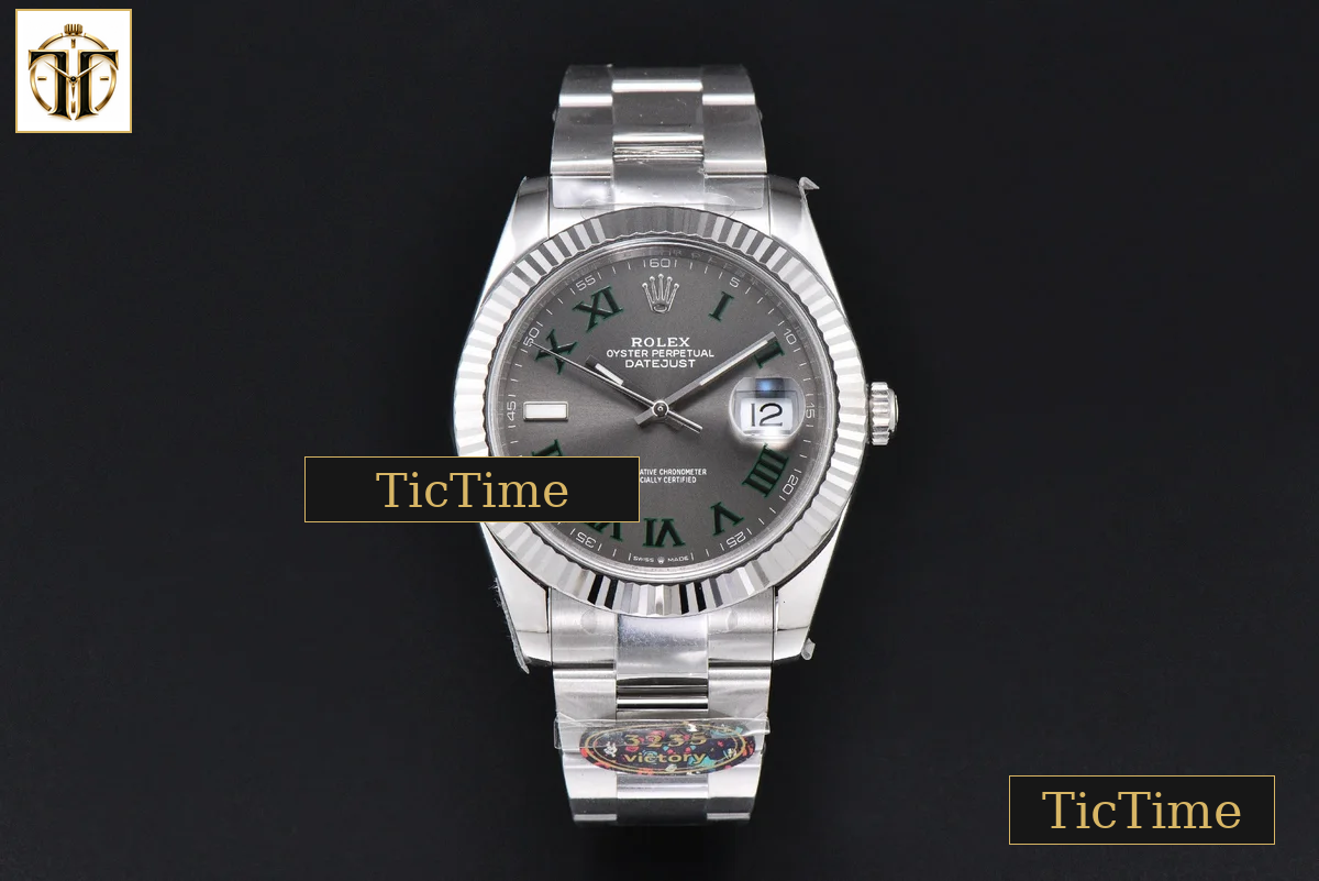 DateJust Wimbledon 126334 41mm VF Gray Dial Green Roma Marker Oyster Bracelet DD3235 — foto 3