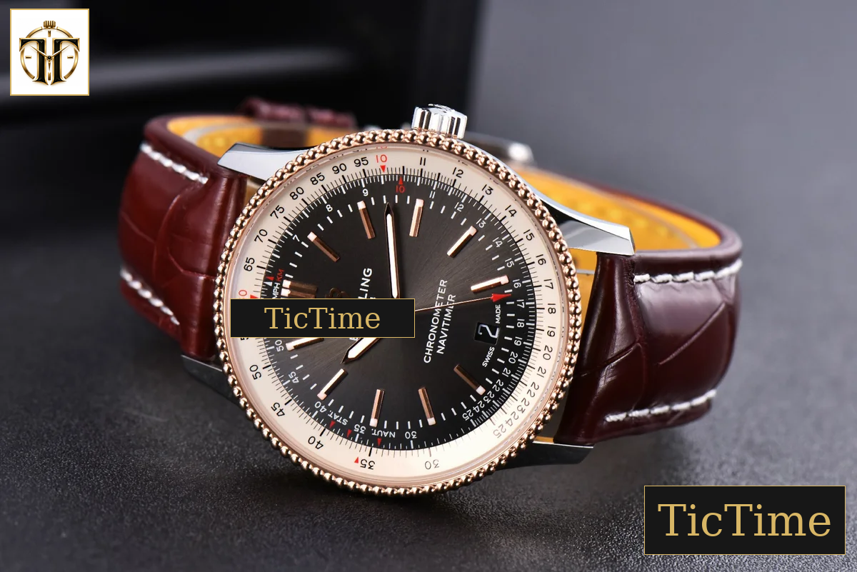 Navitimer 41mm TF RG Black Dial White Bezel Brown Leather Strap A2824 — foto 12