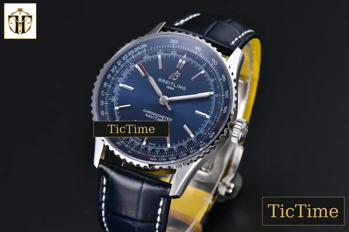 Navitimer Automatic 41mm BLSF SS Blue Dial Blue Leather Strap A2824 — foto 4