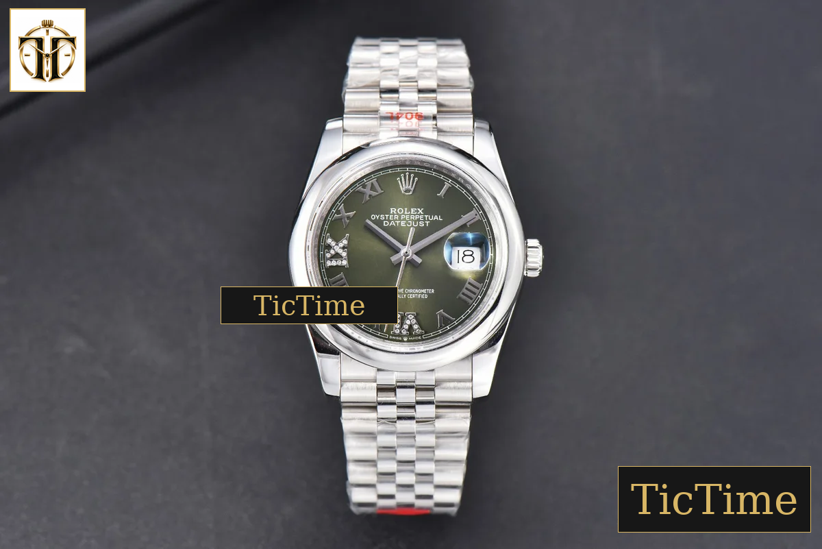 DateJust 36mm GMF SS Smooth Bezel Green Dial Diamond Roma Marker Jubilee Bracelet VR3235 — foto 2