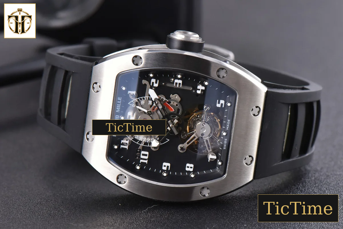 Tourbillon RM001 47mm JBF SS Black Skeleton Dial Black Rubber Strap — foto 13