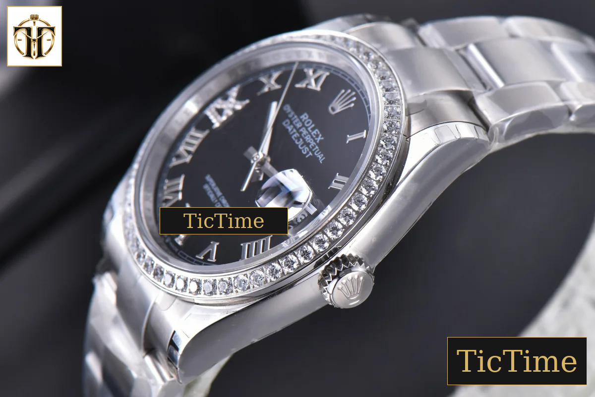 DateJust 36mm EWF SS Black Dial Diamond Roma Marker Diamond Bezel Oyster Bracelet A3235 — foto 12