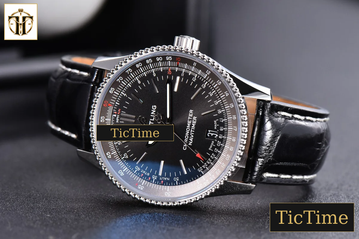Navitimer 38mm TF SS Black Dial Gray Bezel Black Leather Strap A2824 — foto 13