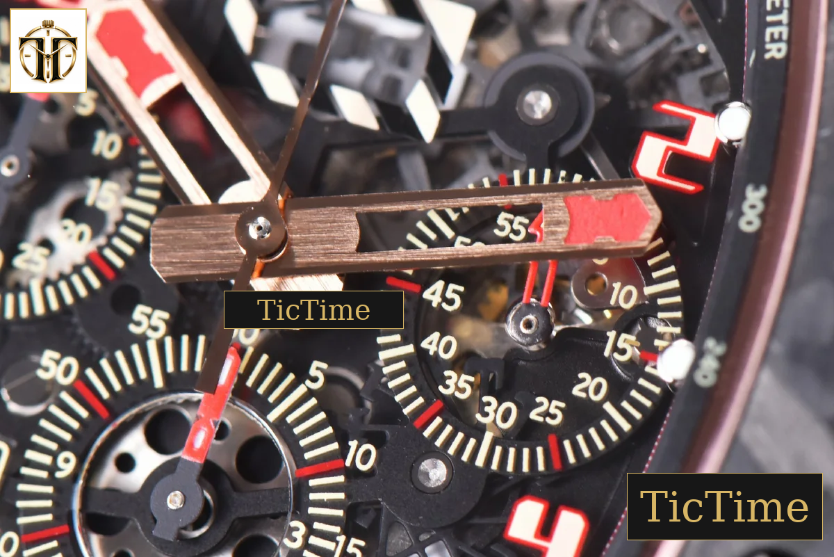 NTPT Chrono RM011 KVF Red Skeleton Dial Red Crown Red Rubber Strap V2 A7750 — foto 7