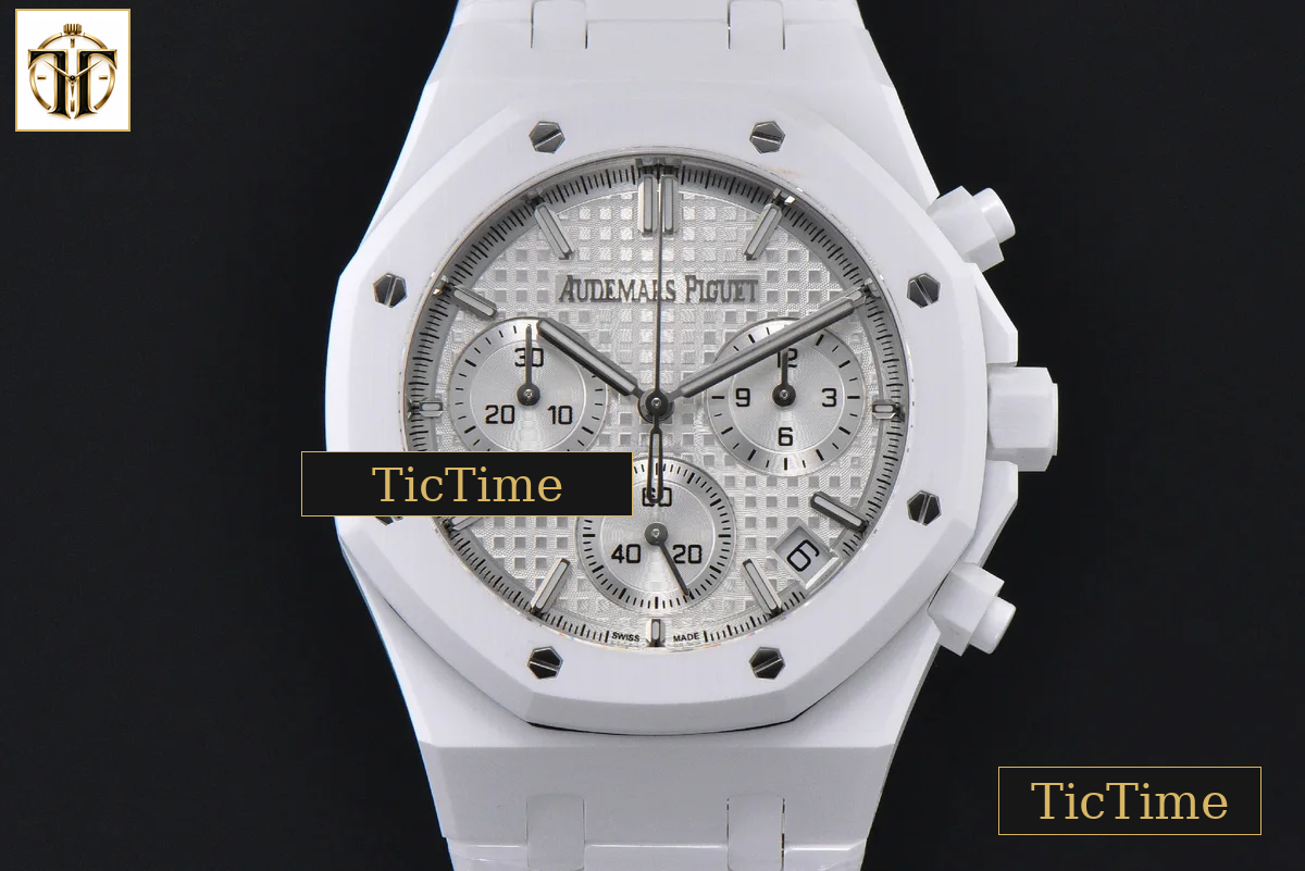 Royal Oak Chronograph 26240 41mm APSF Ceramic Sliver Checkered Dial Sliver Subdial Ceramic Bracelet V2 SH4401 — foto 2