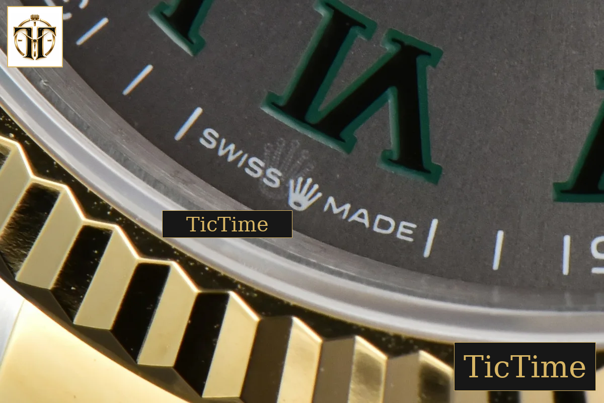 DateJust 36mm BPF YG/SS Wimbledom Gray Dial Green Roma Marker Oyster Bracelet 2824 — foto 7