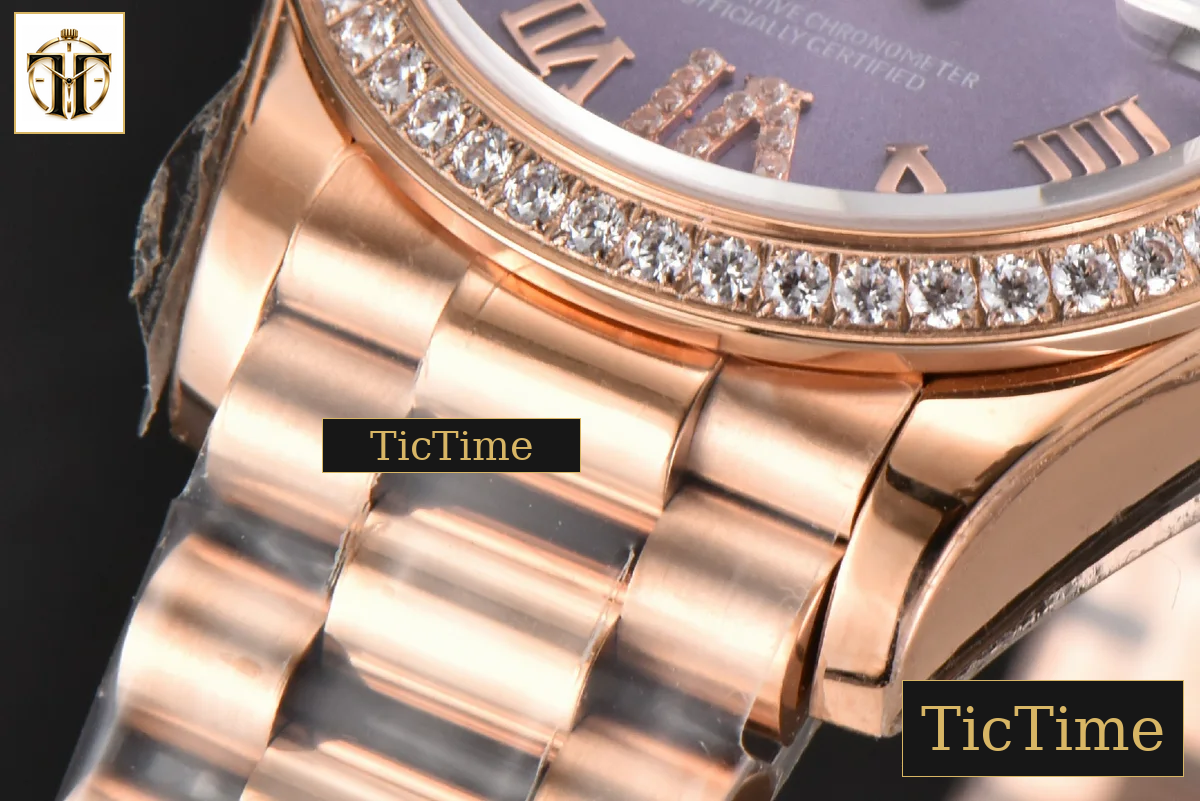 DateJust Ladies 904L 31mm WF RG Diamond Purple Dial Diamond Roma Marker Oyster Bracelet A2671 — foto 10