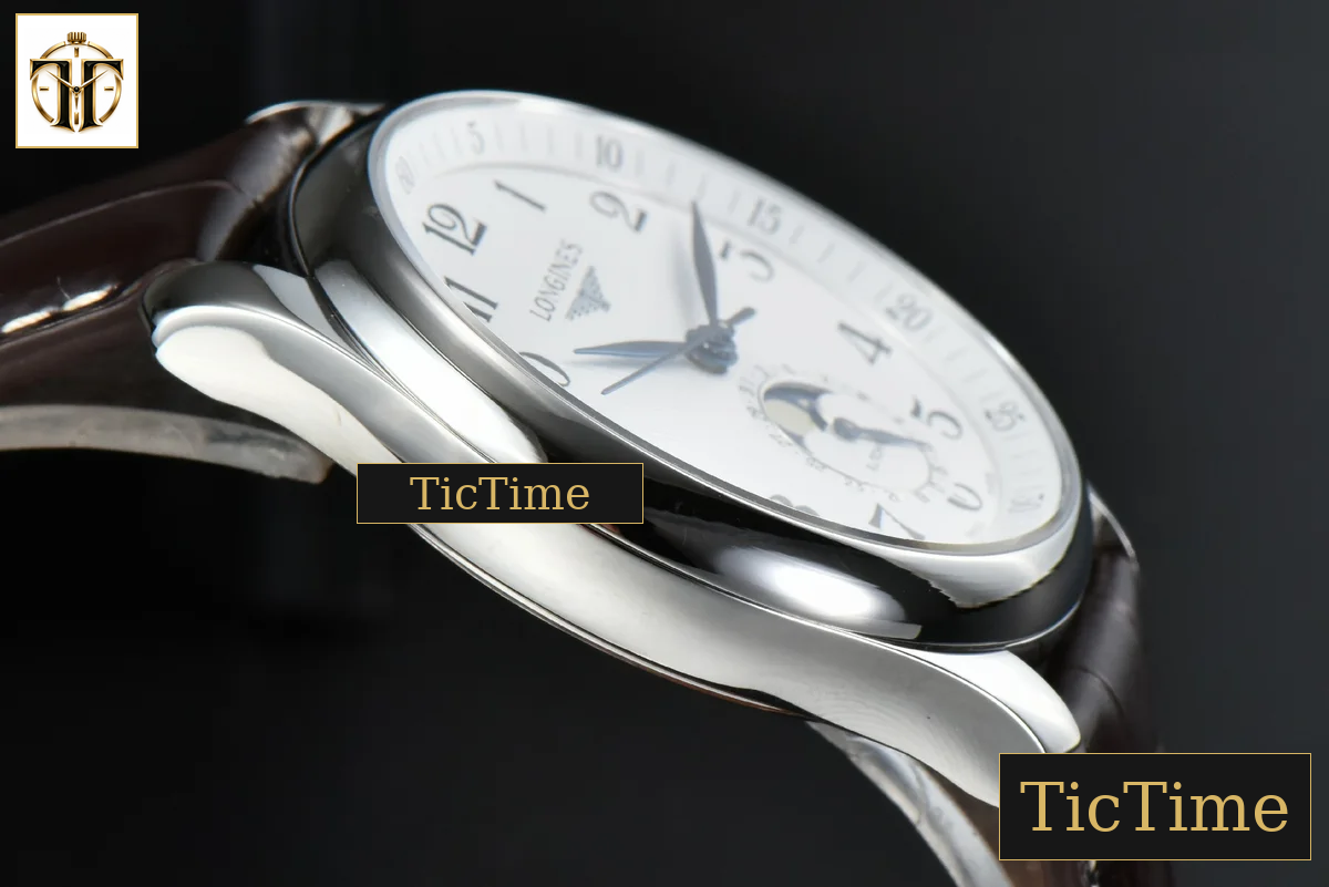 Master Moonphase 40mm GF White Dial Digital Marker Brown Leather Strap A899 — foto 11