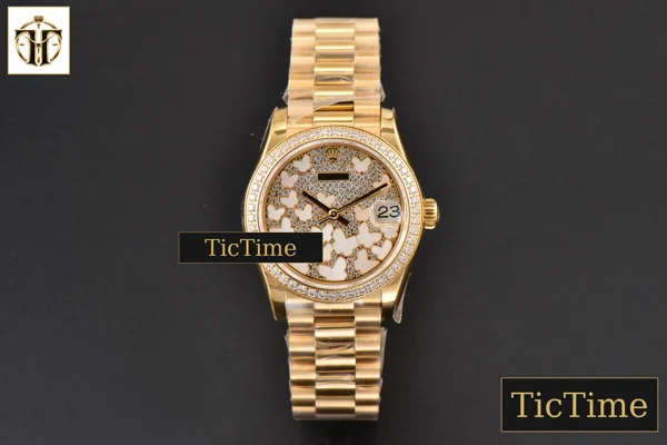 Foto frontal — DateJust Ladies 904L 31mm WF YG Diamond Butterfly Dial Oyster Bracelet A2671