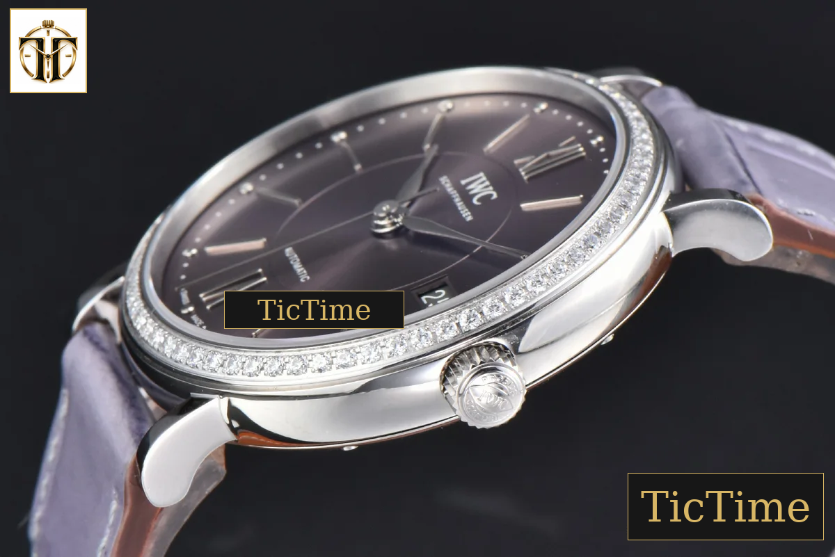 Portofino 37mm V7F Diamond Gray Dial Silver Marker Grape Leather Strap A2892 — foto 11