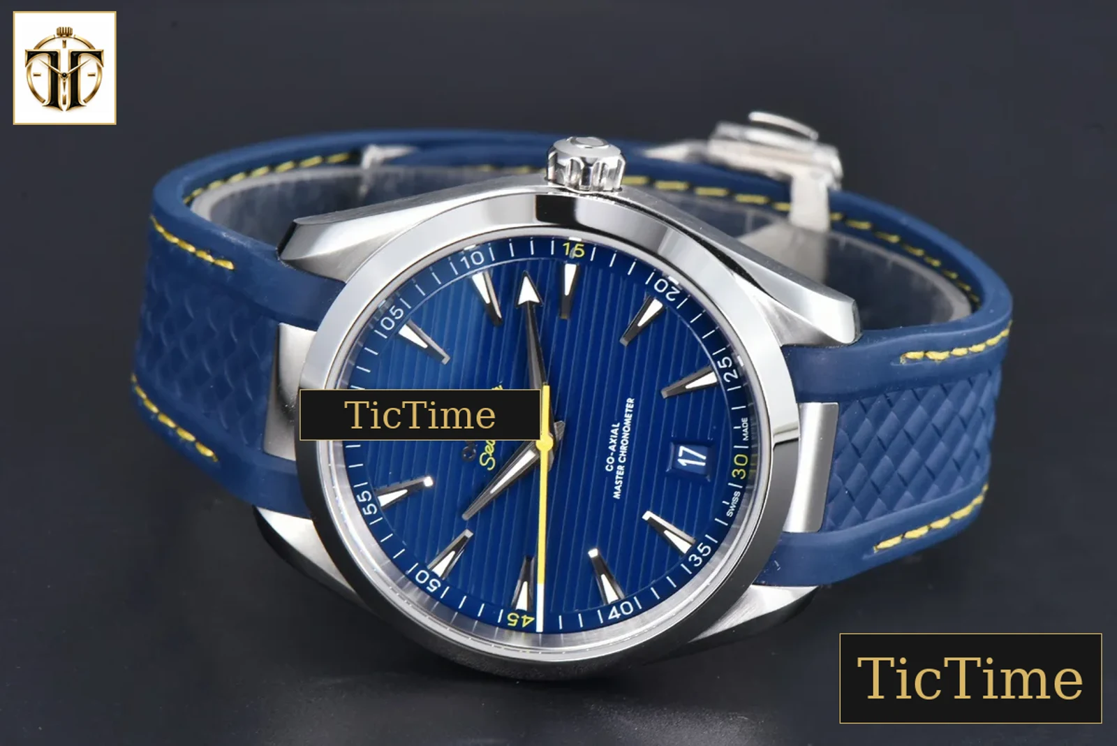 Aqua Terra 150M 41mm VSF SS Dark Blue Dial Yellow Hand Dark Blue Rubber Strap A8900 — foto 12