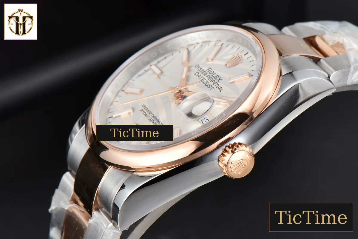 Datejust 36mm BPF RG/SS Smooth Bezel Silver Plam Dial Oyster Bracelet A2824 — foto 11