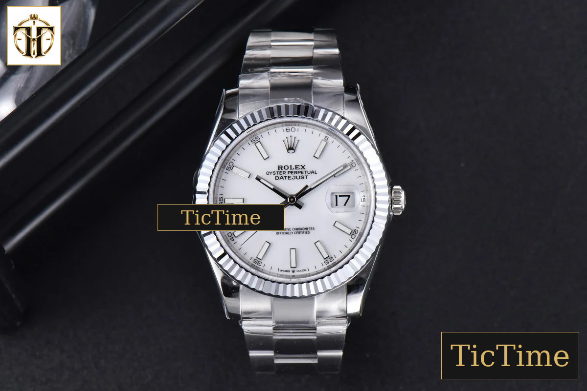 DateJust Fluted Bezel 126334 41mm VSF White Dial Oyster Bracelet VS3235 — foto 3
