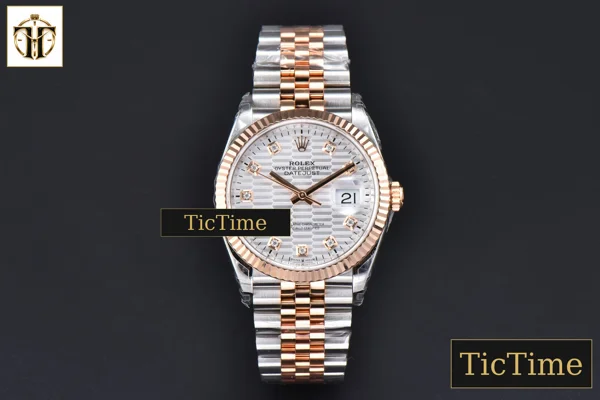 Foto frontal — DateJust 36mm VSF RG/SS Silver Motif Dial Diamond Marker Jubilee VS3235
