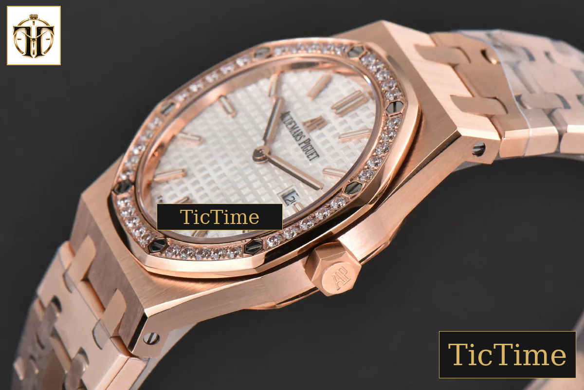 Royal Oak Ladies 33mm 8F RG Diamond White Dial RG Bracelet Swiss Quartz — foto 12