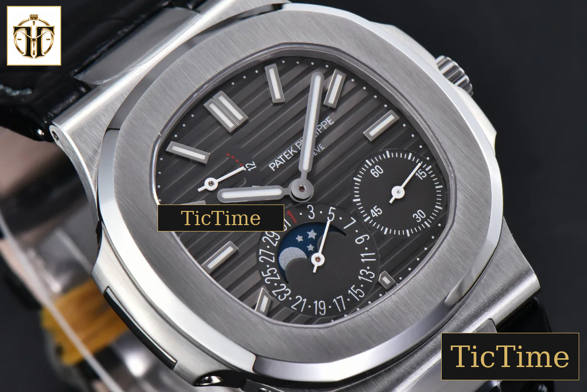 Nautilus 5712 40mm PPF SS Gray Dial Black Leather Strap V4 A240 — foto 13