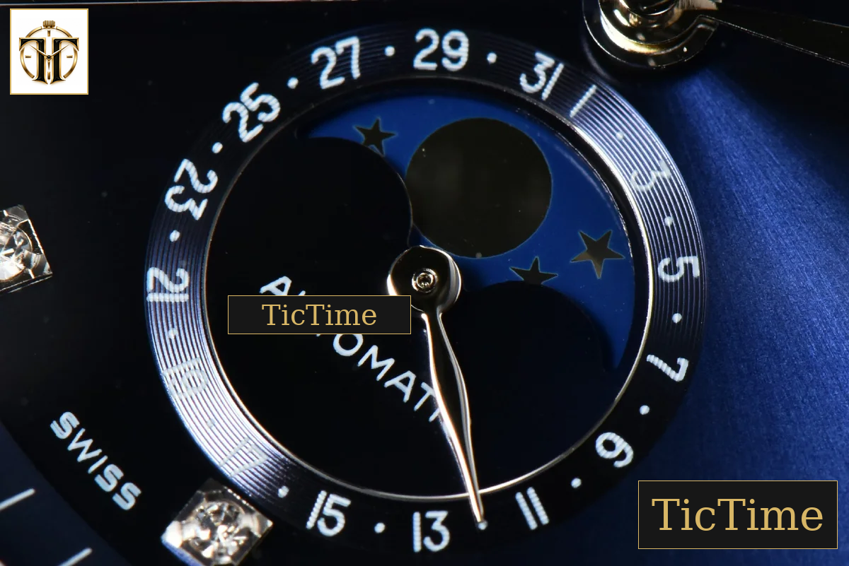 Master Moonphase 40mm GF Blue Dial Diamond Marker Blue Leather Strap A899 — foto 7