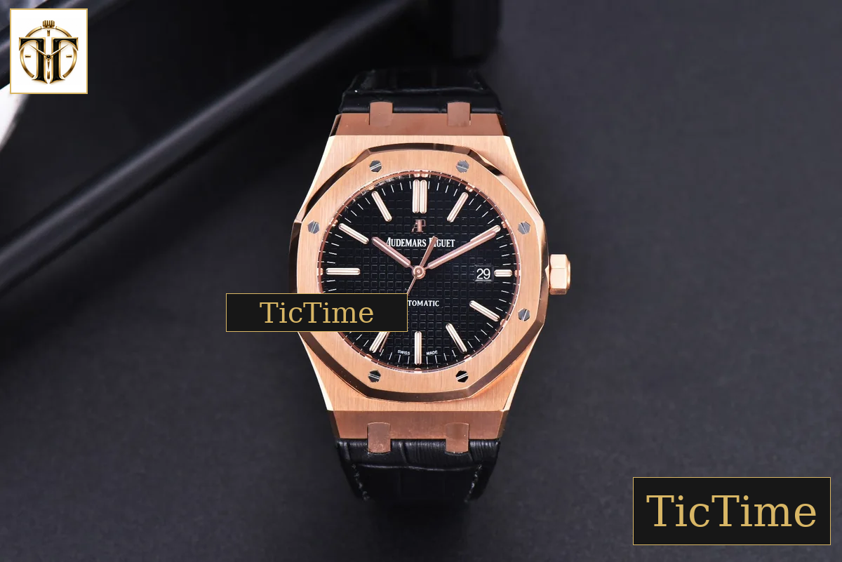 Royal Oak 15400 JF RG Black Dial Black Leather Strap V5 MY9015 — foto 3