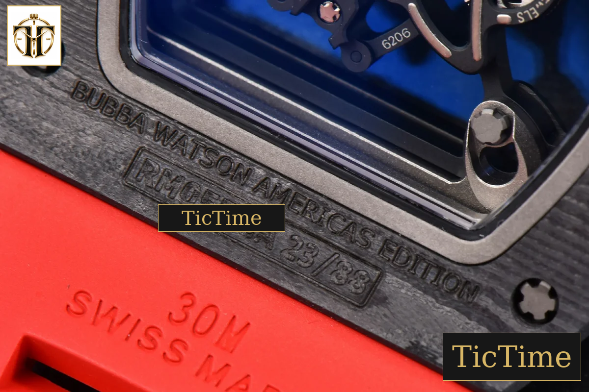 Ti Case RM055 42.7mm APSF Black Skeleton Dial Black Bezel Red Crown Red Rubber Strap RMUL2 — foto 26