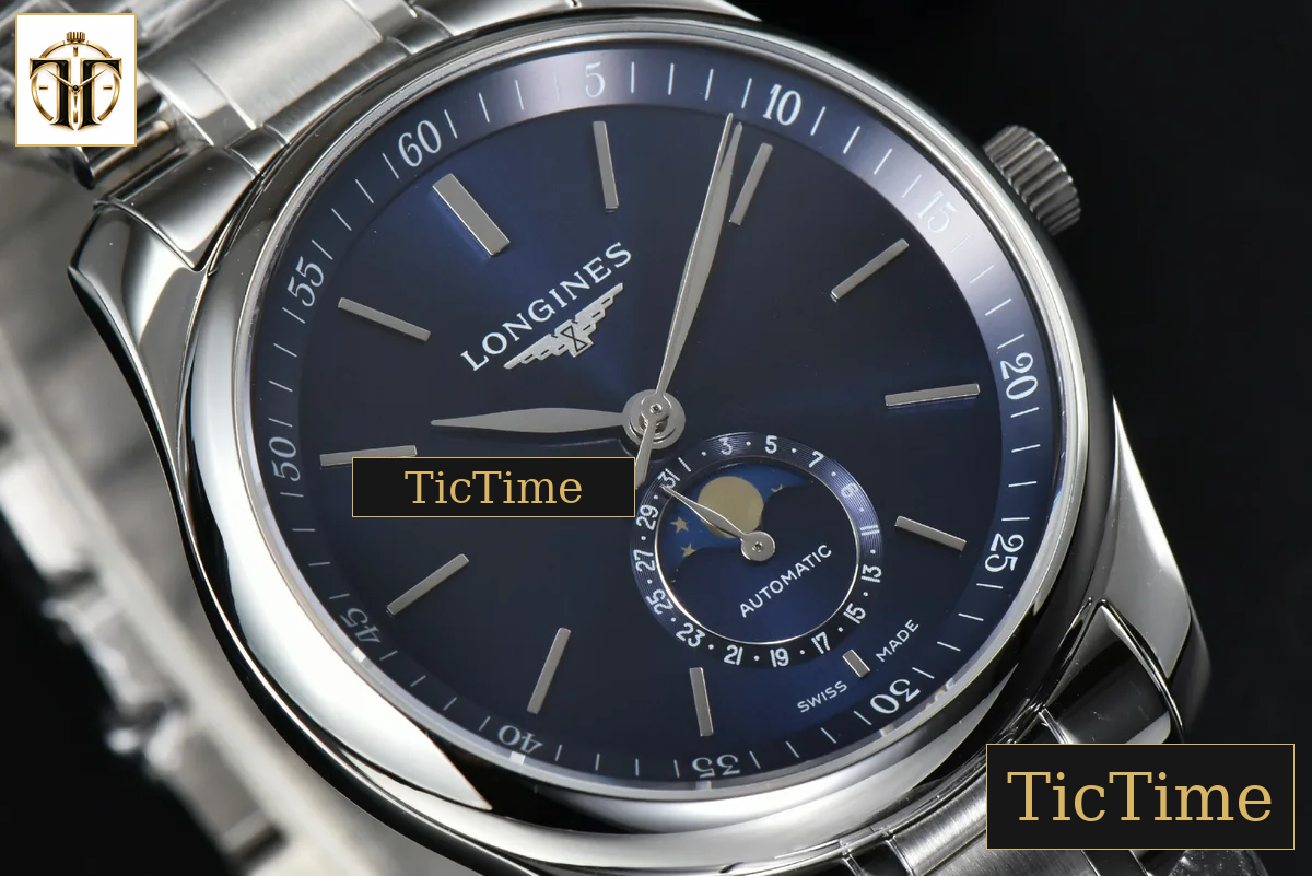 Master Moonphase 40mm GF Blue Dial Stick Marker SS Bracelet A899 — foto 6