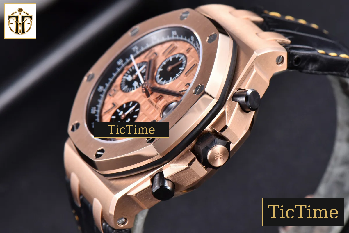 Royal Oak Offshore 26470OR 44mm JF RG YG Dial Black Subdial Black Leather Strap A3126 — foto 12
