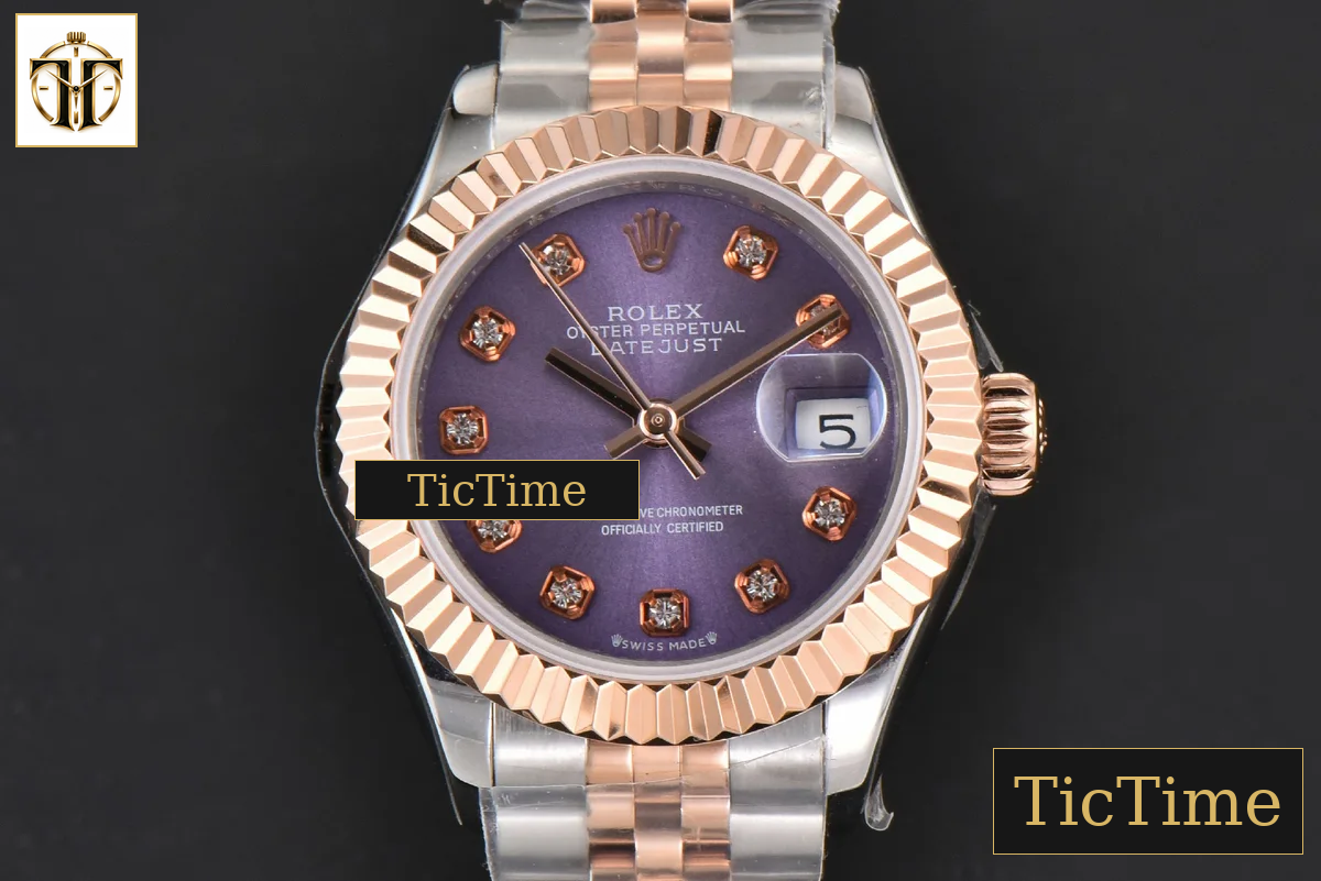 DateJust Ladies 28mm WF RG/SS Purple Dial Diamond Marker Jubilee Bracelet A2236 — foto 2