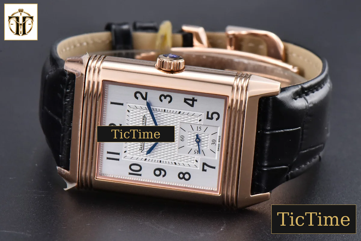 Master Reverso Tribute Small Seconds 30x47mm MGF RG White Square Dial Black Leather Strap A854A — foto 12