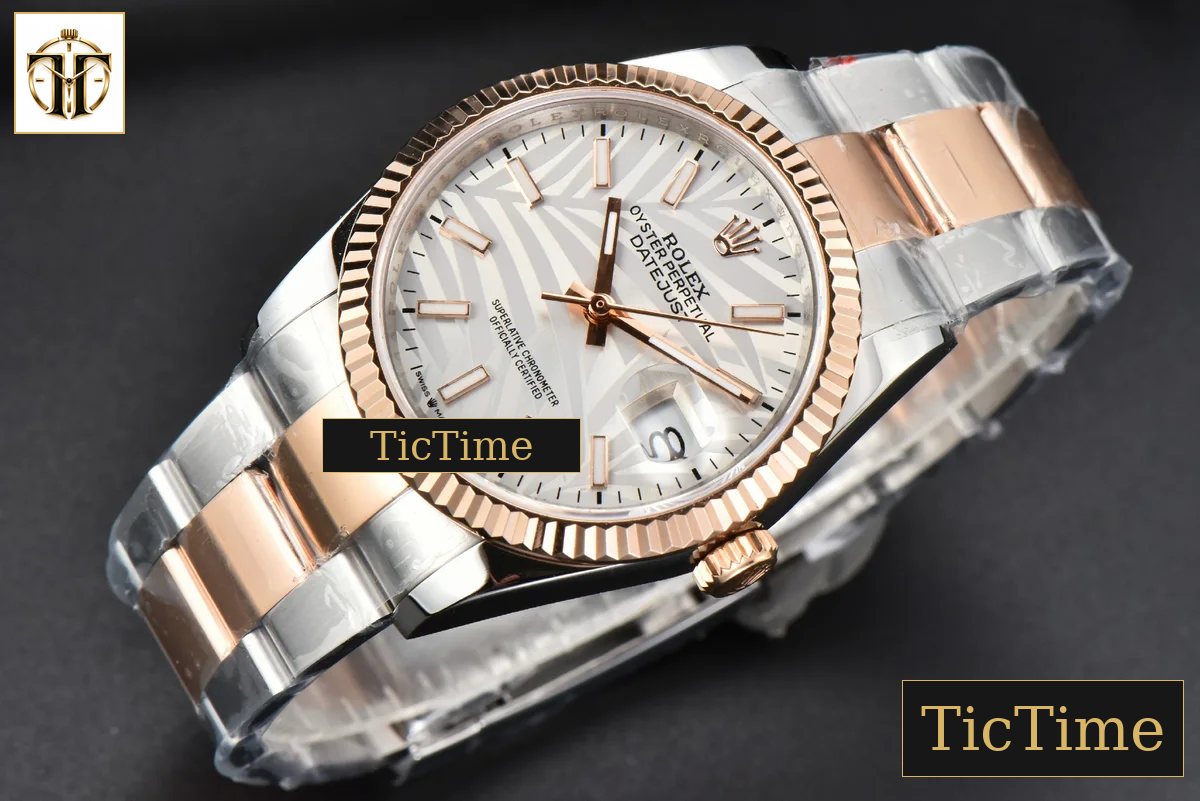 DateJust 36mm BPF RG/SS Fluted Bezel Silver Plam Dial Oyster Bracelet A2824 — foto 4