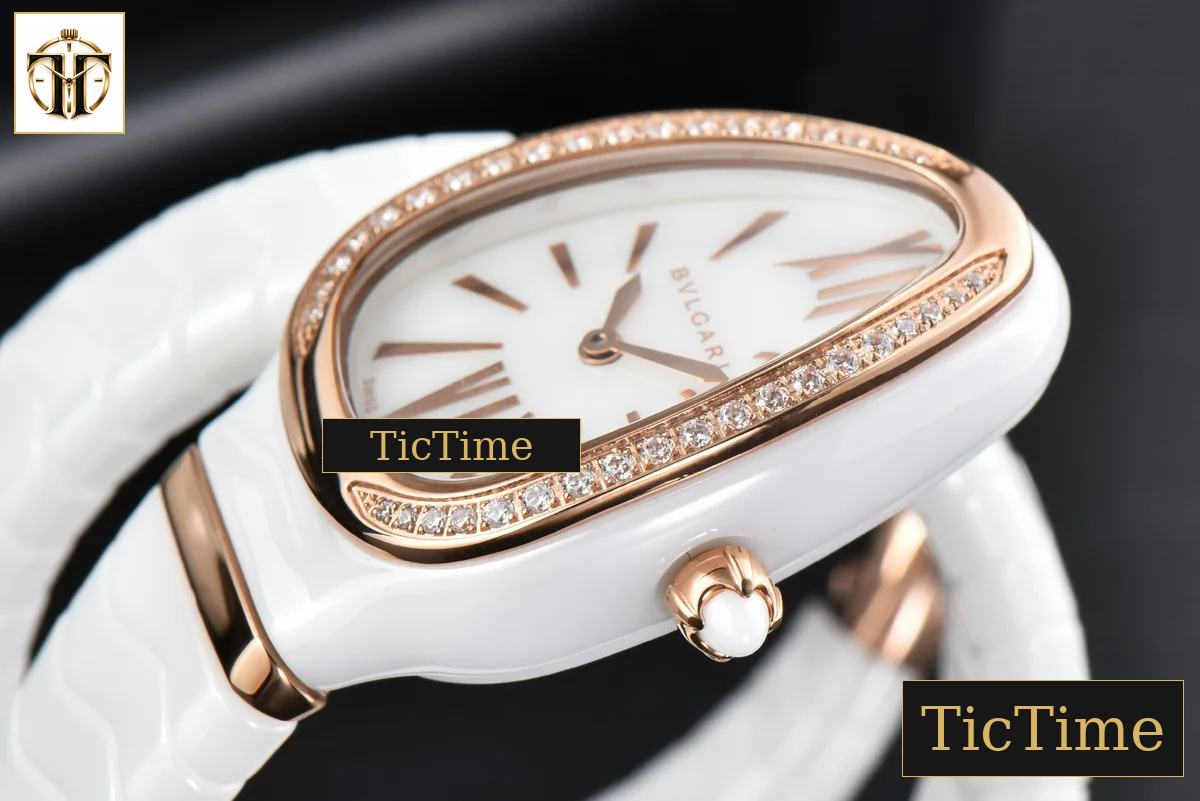 Serpenti Spiga 35mm BVF RG White Ceramic White Dial Diamond Bezel Quartz — foto 7