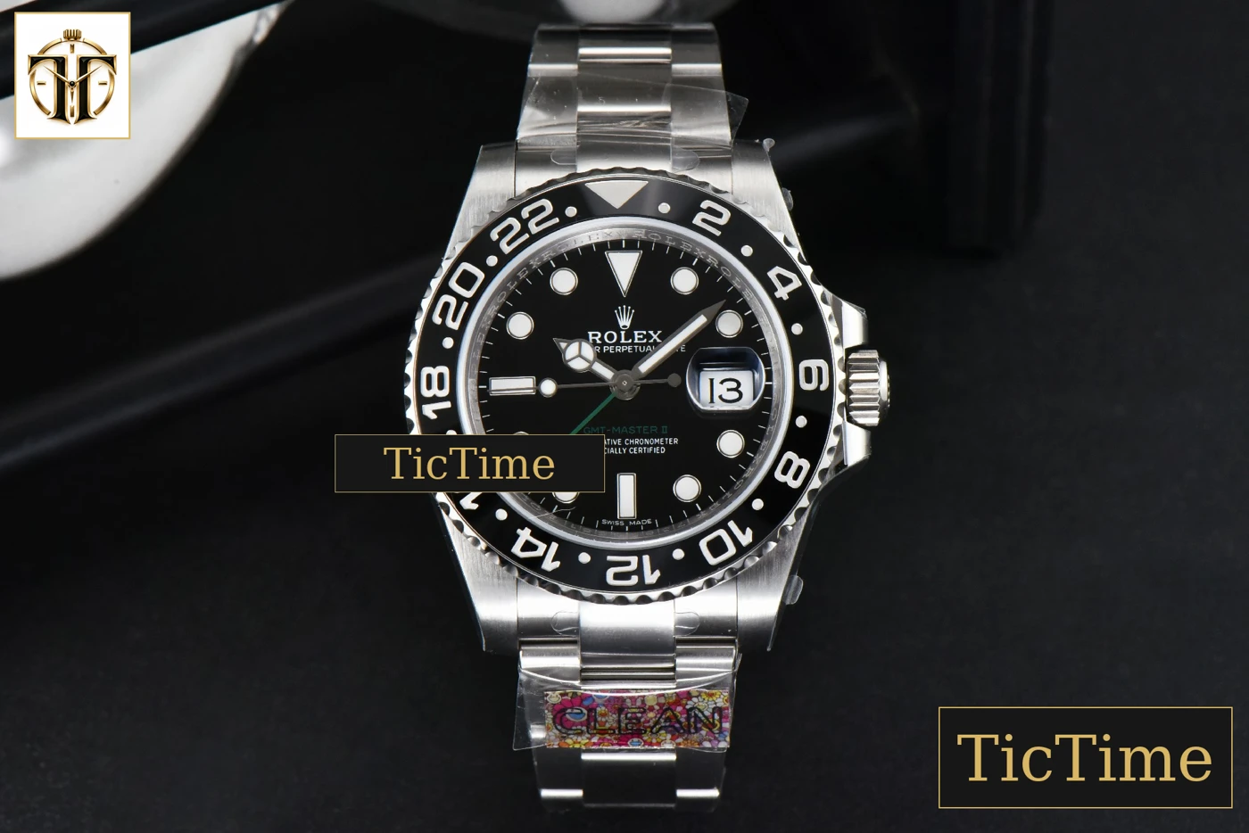 Vista frontal — GMT-Master II LN 116710 40mm Clean Factory Black Ceramic Oyster Bracelet VR3186