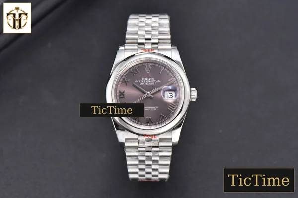Foto frontal — DateJust 36mm GMF SS Smooth Bezel Gray Dial Roma Marker Jubilee Bracelet VR3235