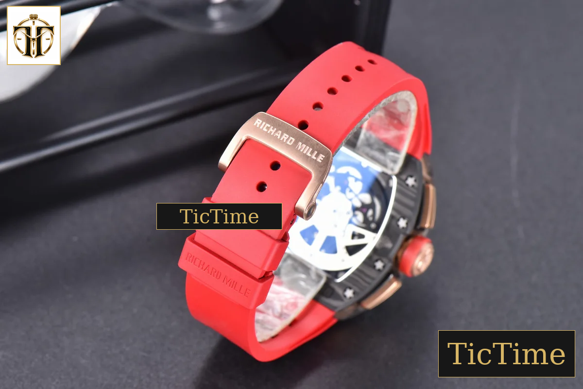 NTPT Chrono RM011 KVF Red Skeleton Dial Red Crown Red Rubber Strap V2 A7750 — foto 16