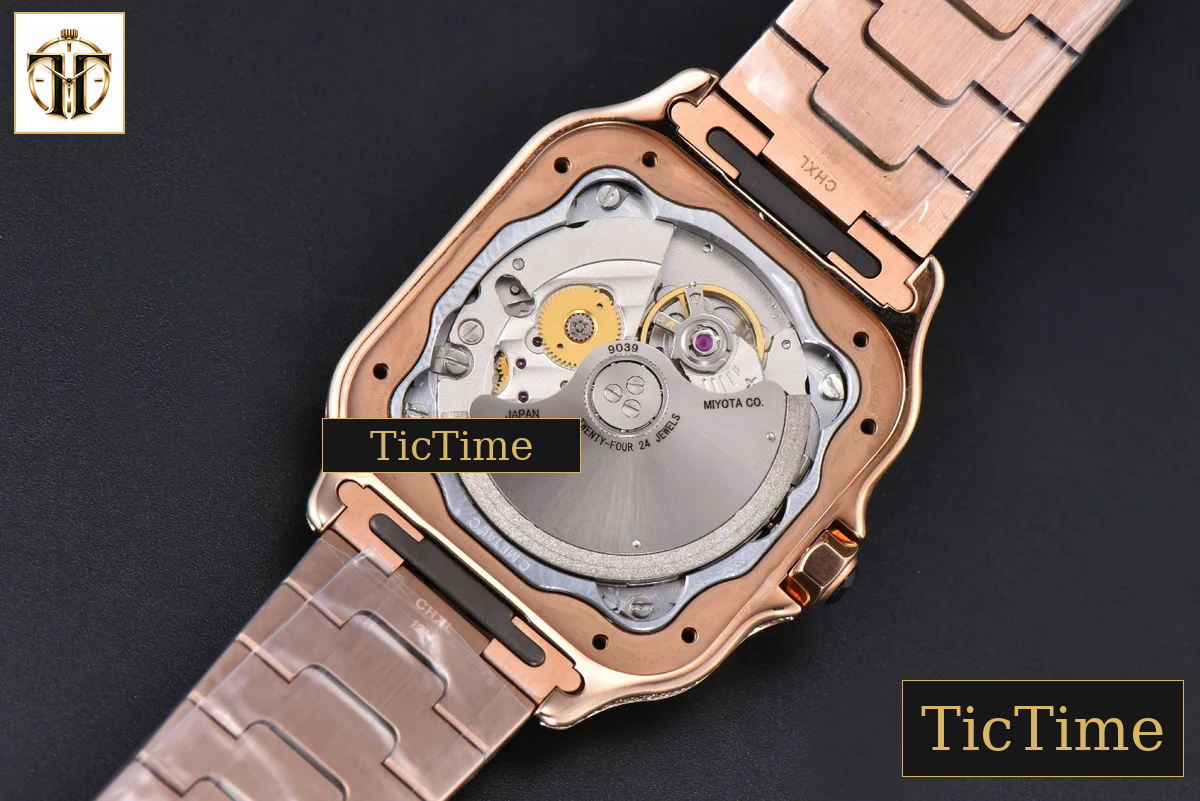 Santos de Cartier Medium 35mm BVF RG Diamond Bezel White Dial RG Bracelet Miyota 9039 — foto 23