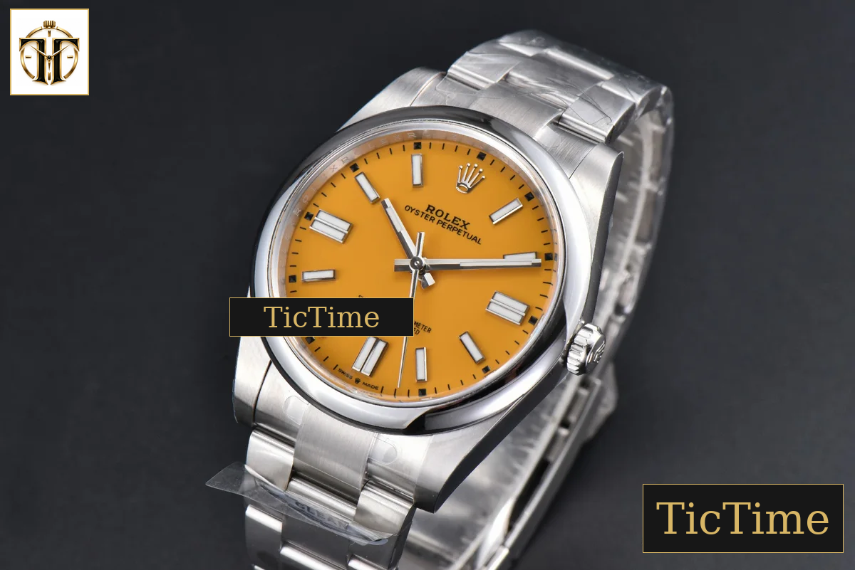 Oyster Perpetual 904L 124300 41mm Clean Factory Yellow Dial SS Bracelet VR3230 — foto 5