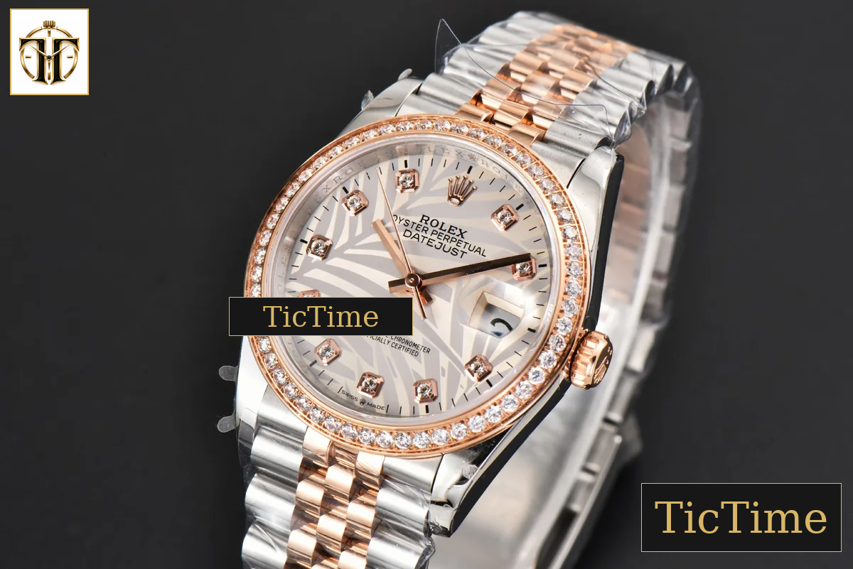 DateJust 36mm BPF RG/SS Diamond Silver Plam Dial Diamond Marker Jubilee Bracelet 2824 — foto 4