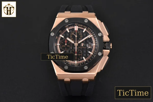Foto frontal — Royal Oak Offshore 44mm RSF RG Black Checkered Dial Black Subdials Rubber Strap A3126
