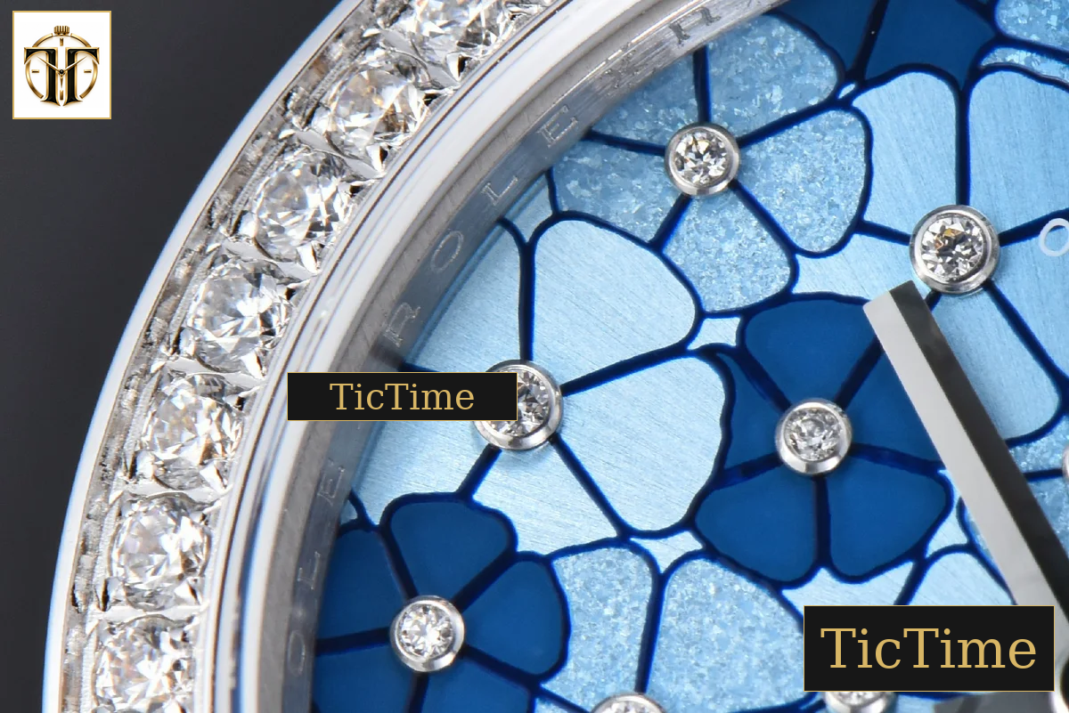 DateJust 904L 31mm GMF Diamond Bezel Blue Flowers Dial Jubilee Bracelet A2824 — foto 7